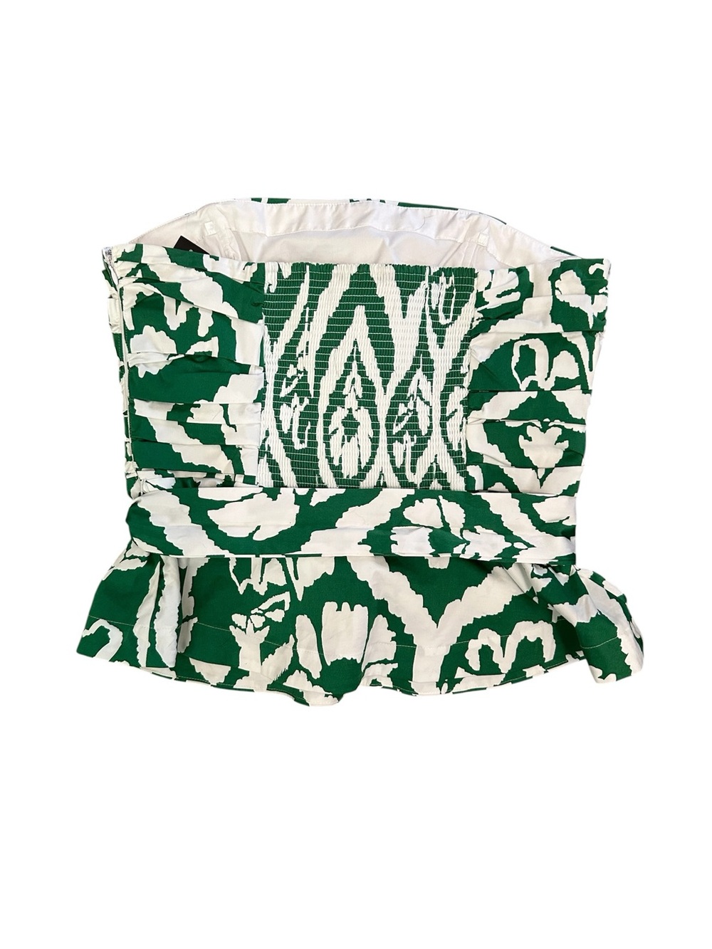 White House Black Market Green & White Tie-Waist Bustier w Removable Straps NWT - Picture 7 of 10